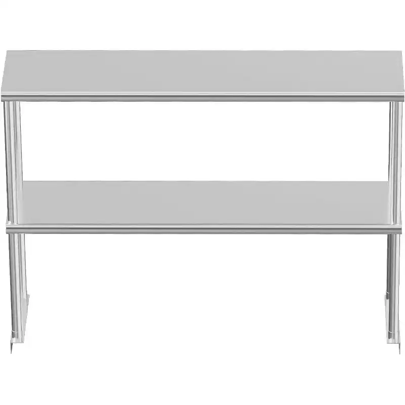 Acekool 48 Stainless Steel Overshelf  Adjustable 2-Tier Storage Rack for Kitchen Prep Tables & Workstations