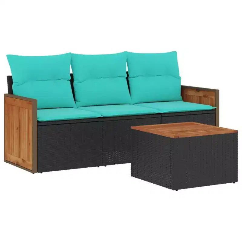 vidaXL Patio Sofa Set Black, Blue