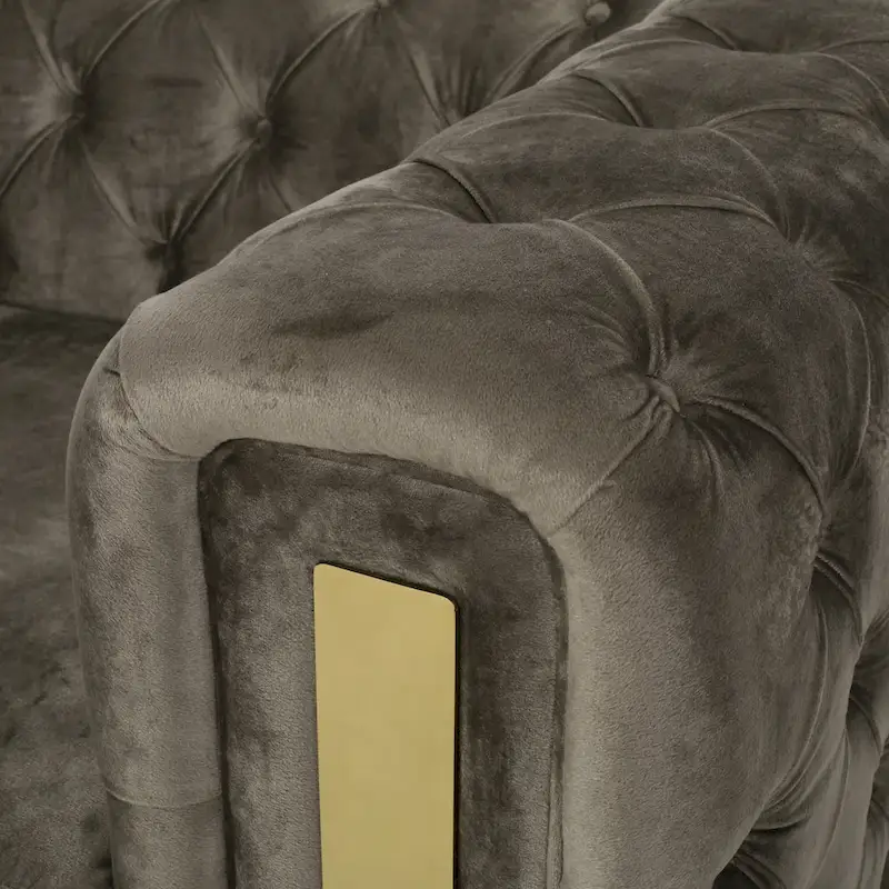 Keyser Modern Glam Tufted Velvet 3 Seater Sofa by Christopher Knight Home - 83.75 L x 34.50 W x 27.25 H