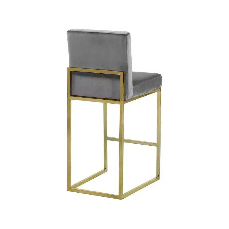 ,Giselle Grey Velvet Stool