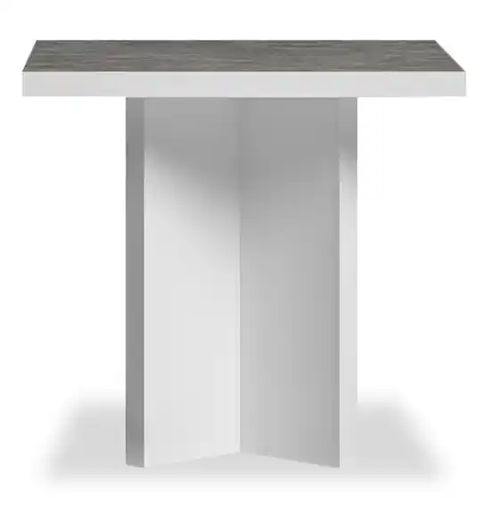 23.6 Modern End Table - White and Grey with Marble Look