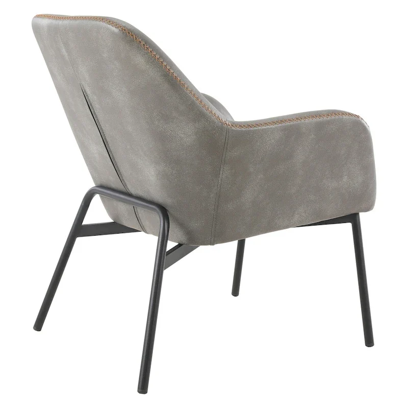 Brooks Accent Chair in Faux Leather with Stitch and Black Legs