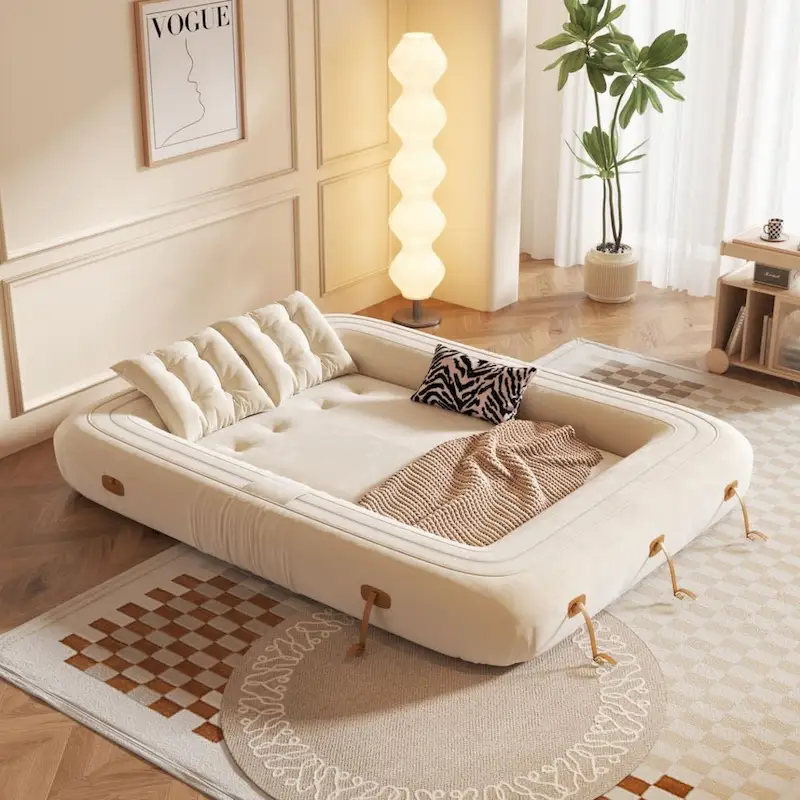 JASIWAY Modern Convertible Sleeper Sofa Chair Bed, White