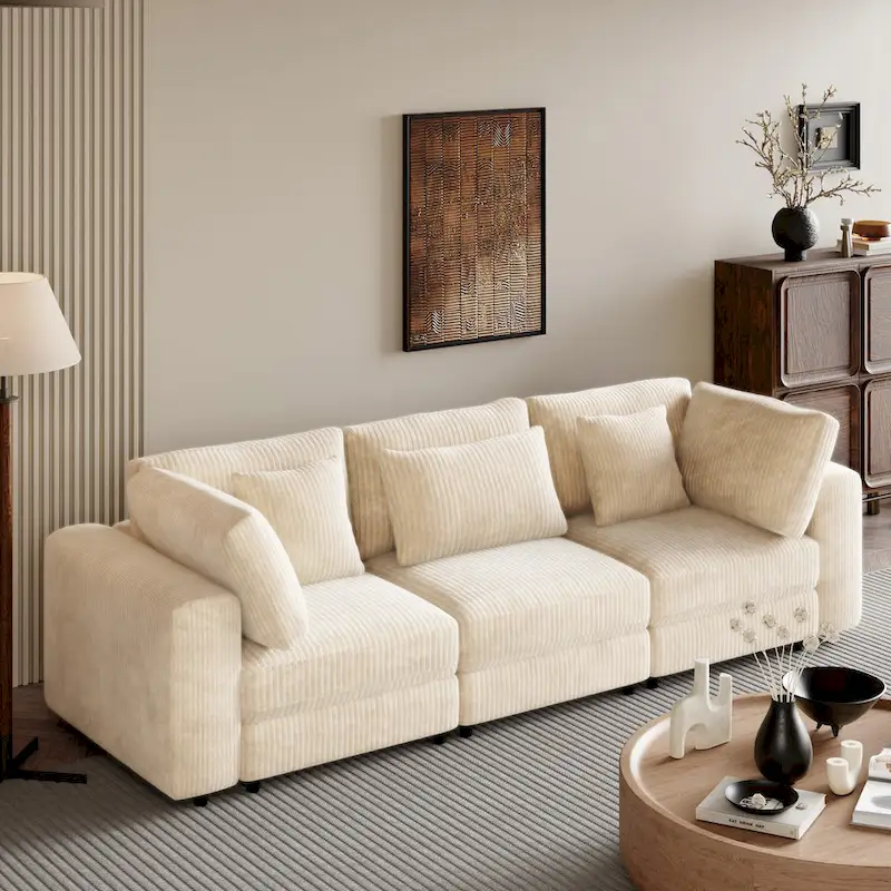105 Sofa with Cushions and 5 Pillows