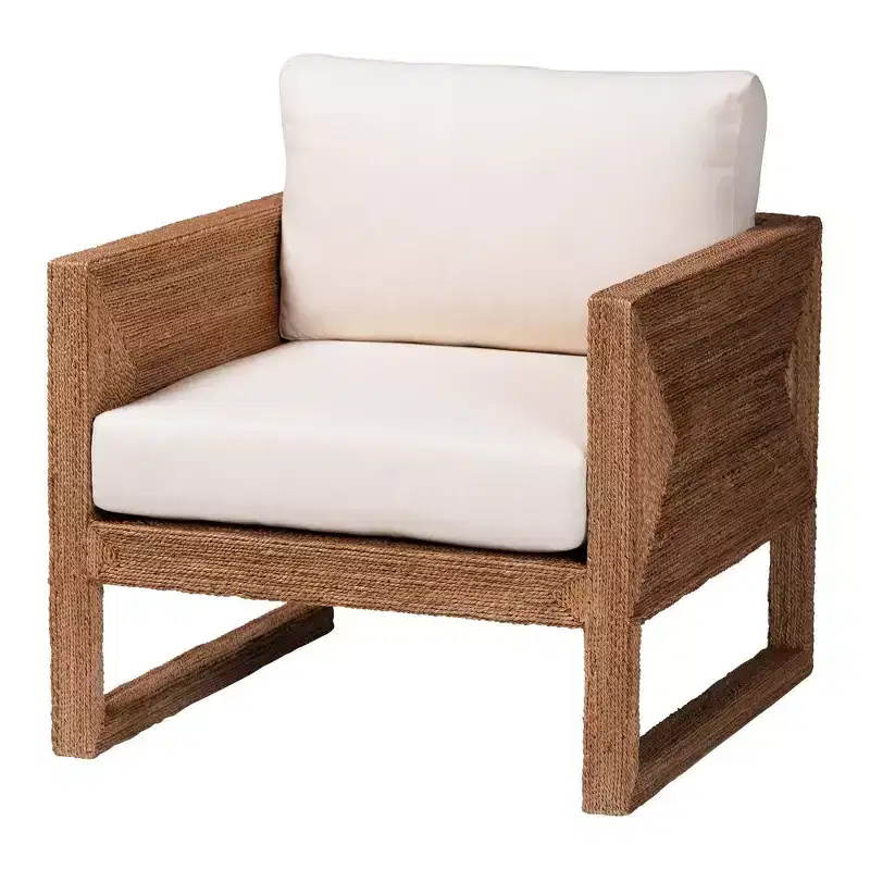 Seagrass and Acacia Wood Arm Chair Bleached Light Brown