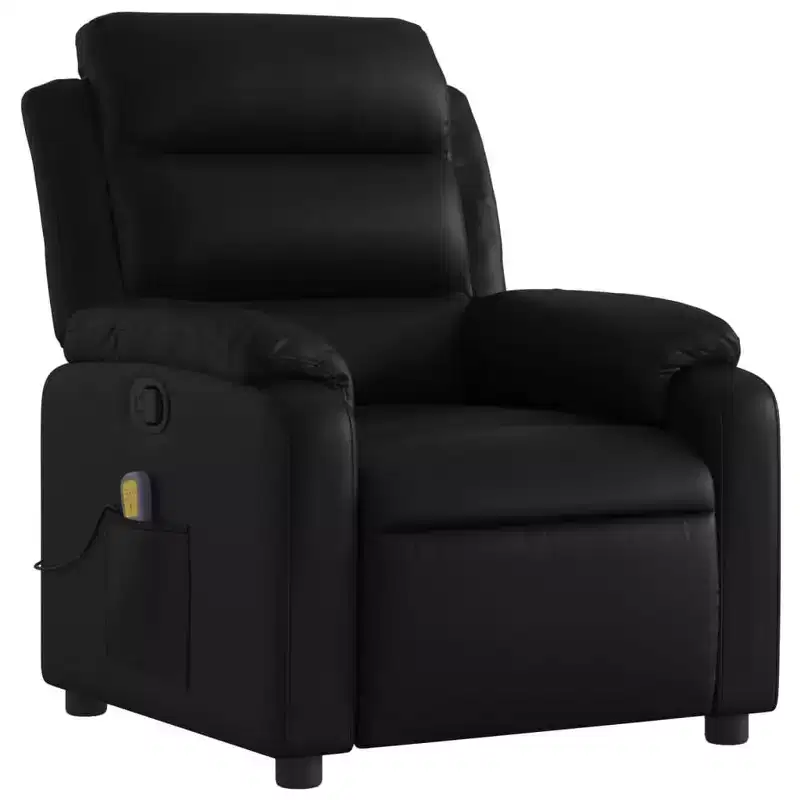 vidaXL Massage Recliner Chair Adjustable Reclining Armchair Black Faux Leather - Manual Push Back