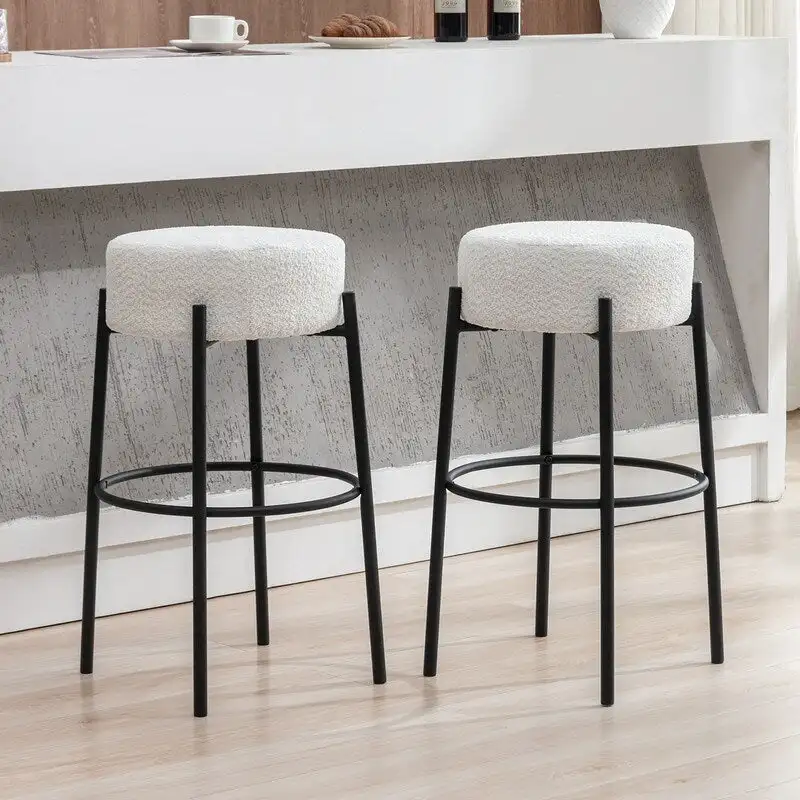 Mixoy 30Counter Height Modern Backless Upholstered Kitchen Counter Bar Stools with Metal Base