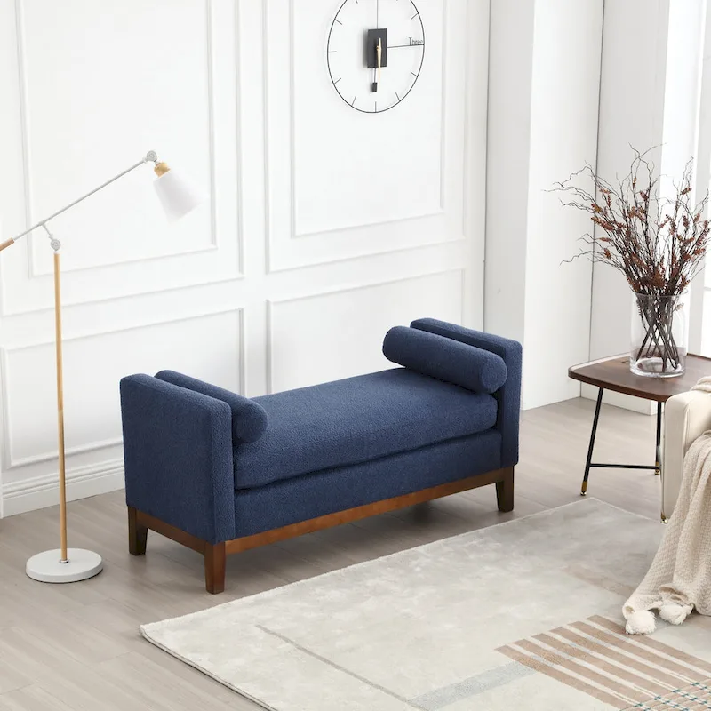 Upholstered Bench with Wood Legs