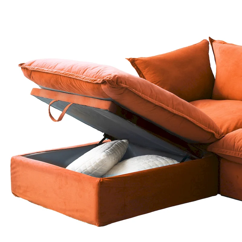 6 Piece U-shaped Velvet Upholstery Modular Sectional Sofa with 2 Ottoman