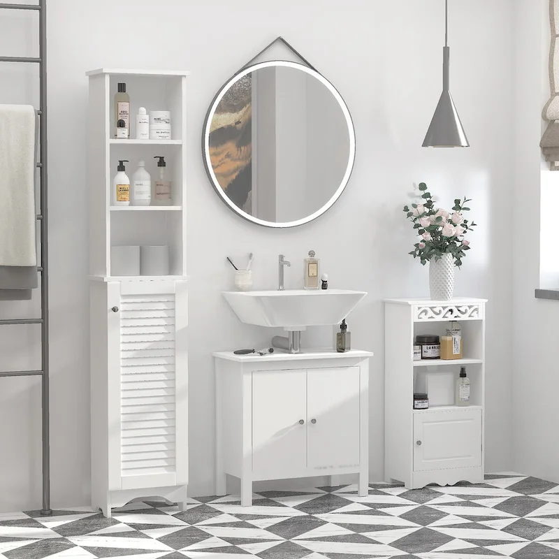 Tower with 3-Tier Open Adjustable Shelf