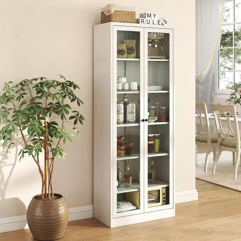 Okak 61 Freestanding Kitchen Pantry Cabinet, Adjustable Storage with 4 Shelves, Heavy Duty Metal Cupboard for Dining/Living Room