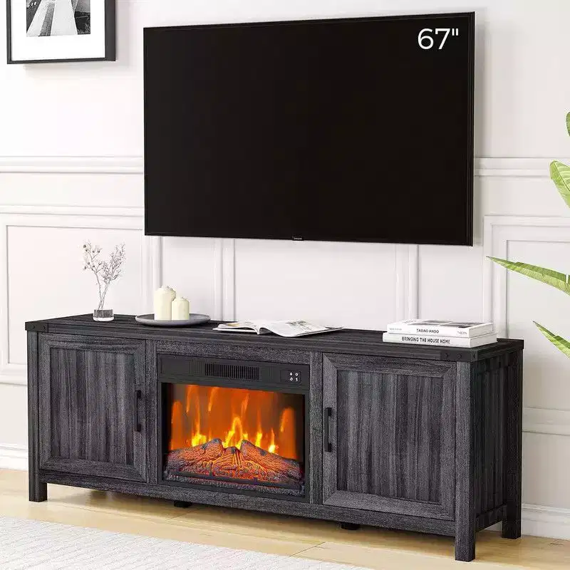 Coolmee Electric Fireplace TV Stand for TVs Up to 67, Media Entertainment Center w/23 Adjustable Color Insert Fireplace, Remote Control  Timer