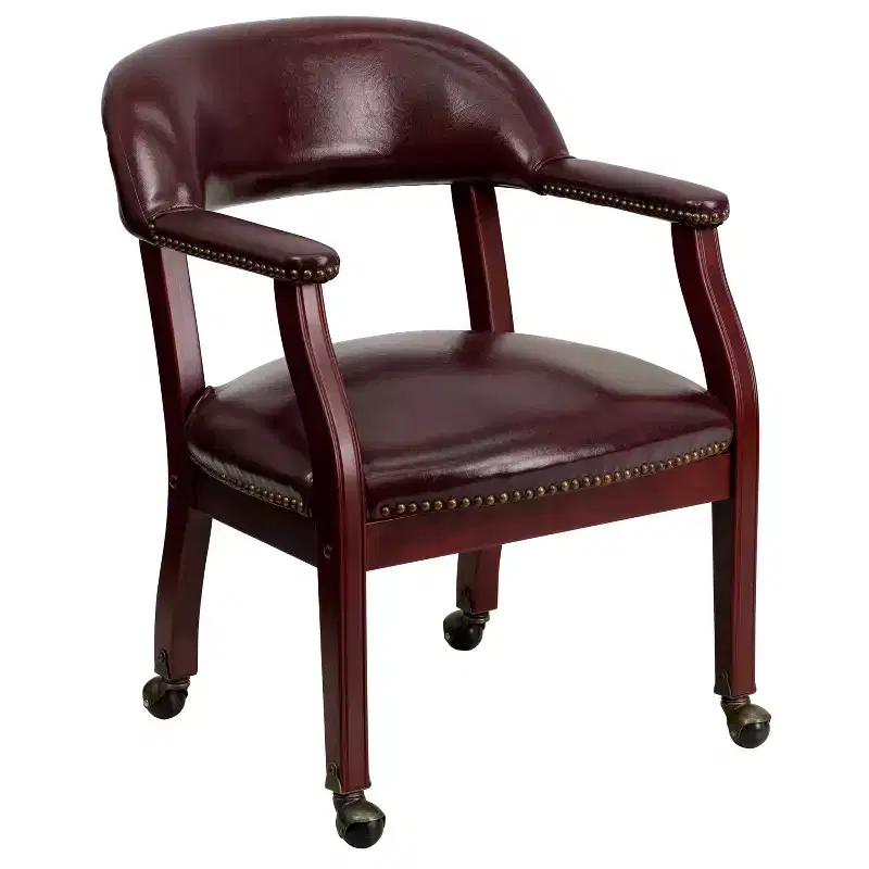 Black Vinyl Conference Chair with Nail Trim and Casters