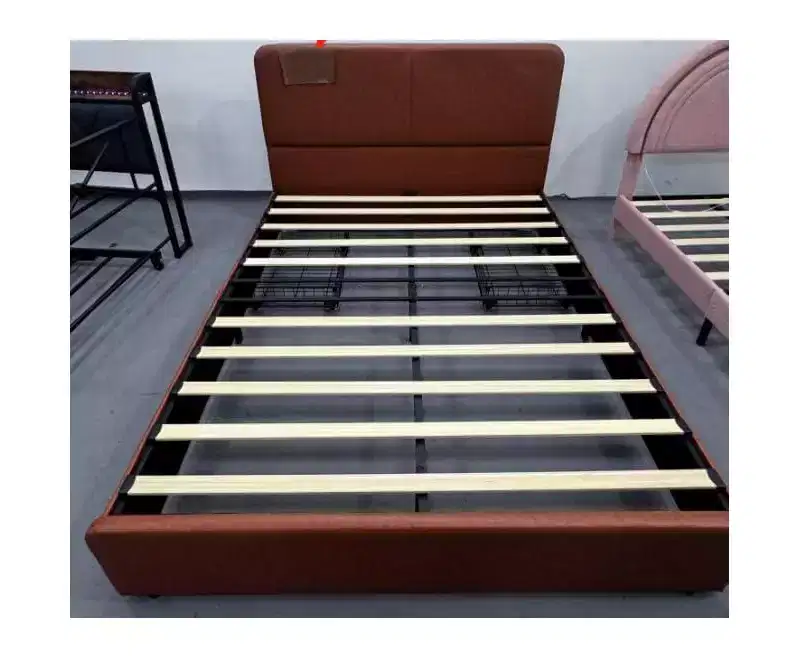 Upholstered Platform Bed Frame with 2 Storage Drawers, Faux Leather Low Profile Bed Base with Wood Slat Support, No Box Spring Needed