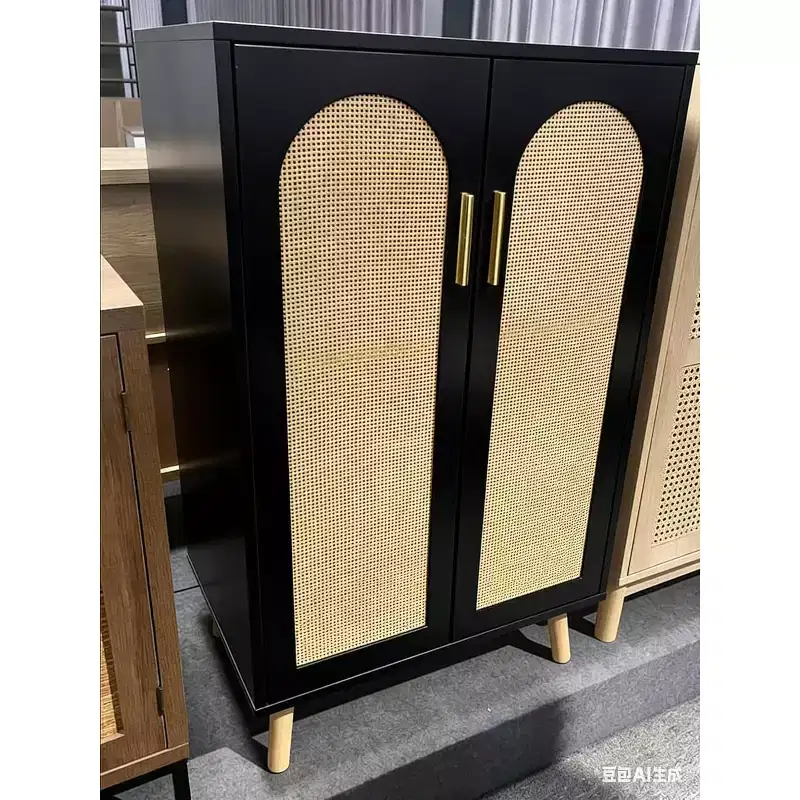 Door Curved Rattan Cabinet - High Version, Elegant Design, Improved Durability, Expanded Space, Easy Assembly