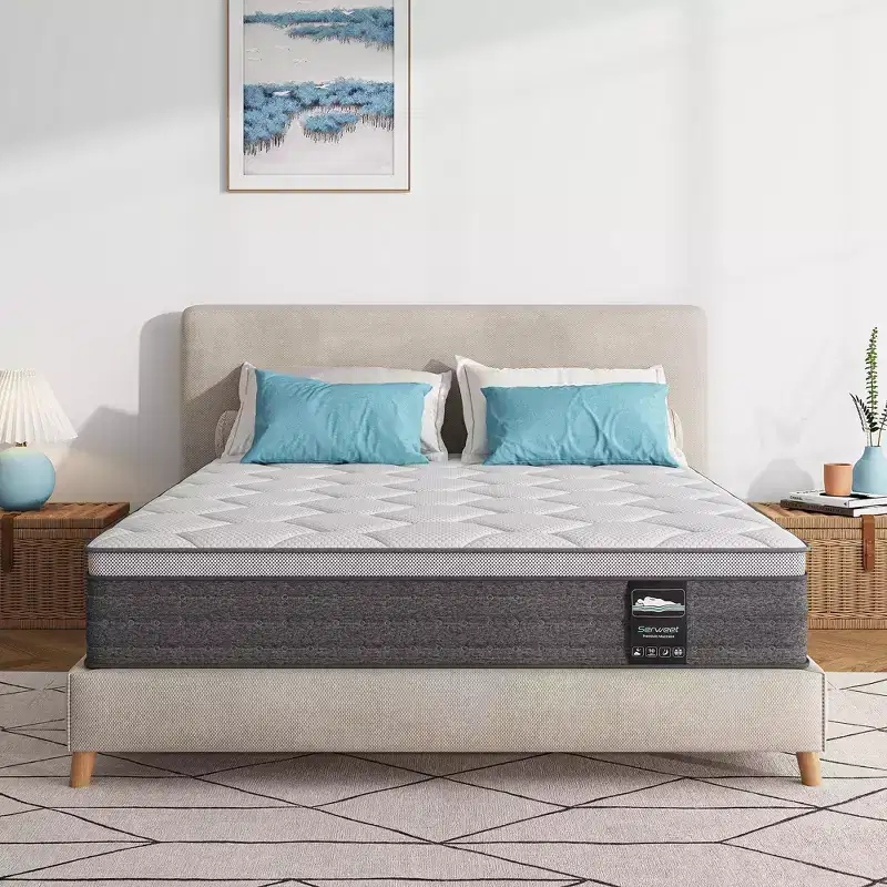8 5-Zone Motion Isolation Cooling Hybrid Mattress Heavier Coils for Durable Support - Medium Firm - Compatible with Platform Bed