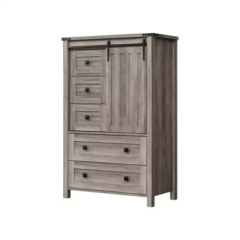 5-Drawer Dresser, Modern Wooden Bedroom Chest of Drawers With Storage Drawers, Farmhouse Style TV Stand for Living Room, Bedroom, Hallway