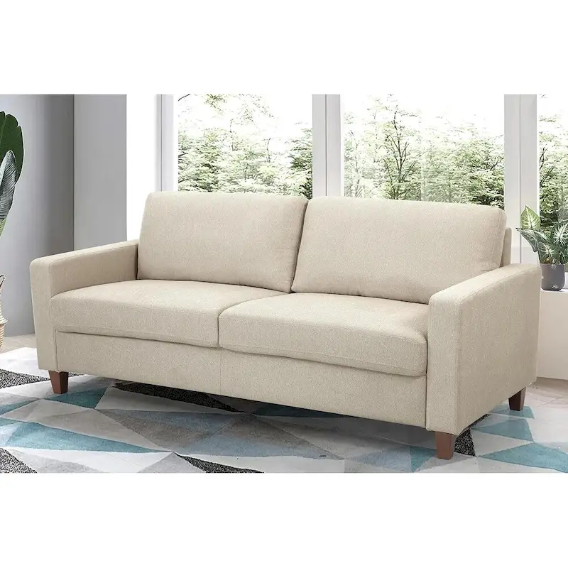 Miles Mid Century Modern Couch 3 Seater Sofa with Reversible Back Pillows Large