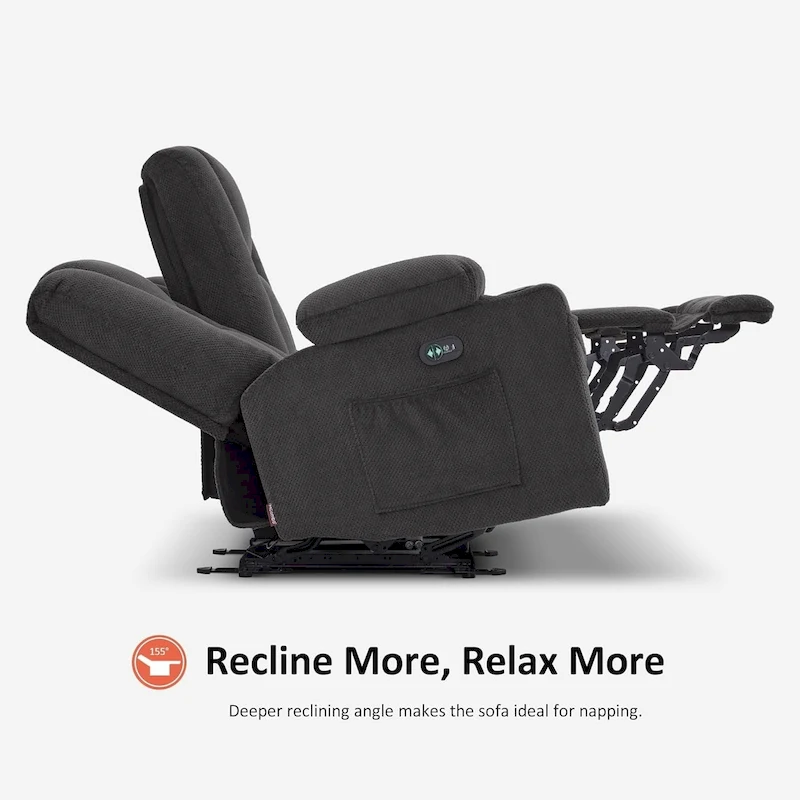 MCombo Electric Power Reclining Sofa with Massage and Lumbar Heat, Fabric 6015/6025/6035/6045