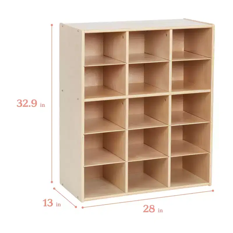 15-Cubby Storage Cabinet with Scoop-Front Bins for Kids – 28