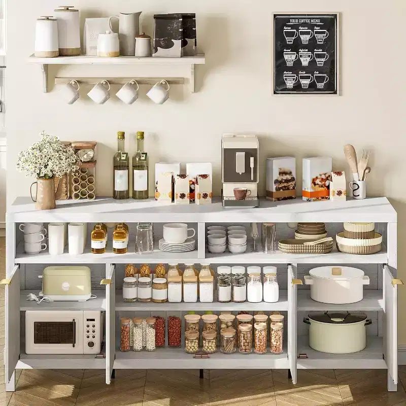 Particle Board 3-Shelf Slotted Storage Cabinet with Doors 65.8