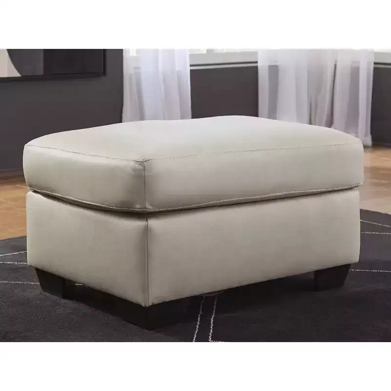 Signature Design by Ashley Santorine Ottoman, Top Grain Leather Cushion, Bone Gray