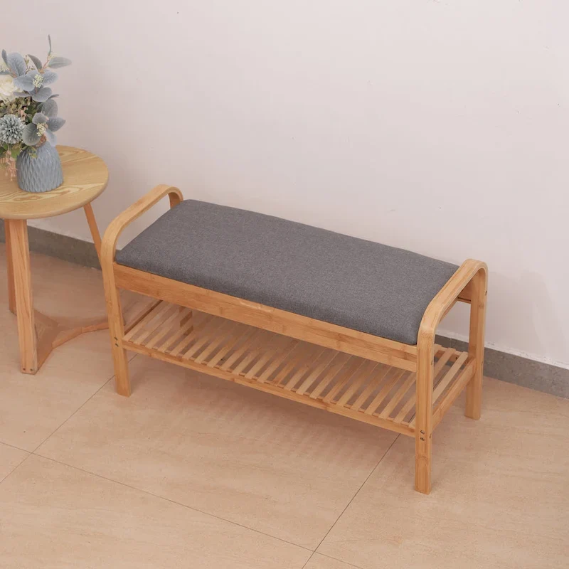Bamboo Shoe Bench, Natural, 35.5 W x 13 D x 20 H