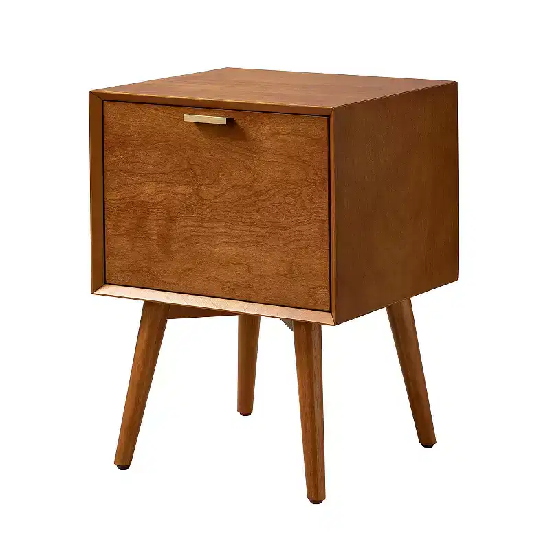 Doris 2 - Drawer Mid-century end table with Built-In Outlets | HULALA HOME