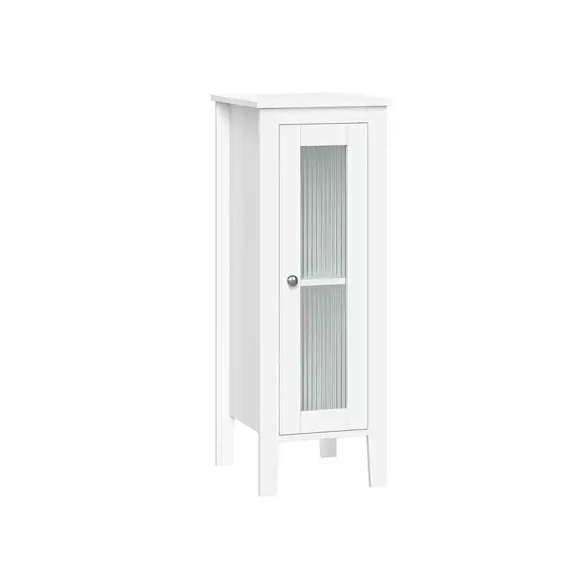 Narrow Single Door Bathroom and Laundry Storage Cabinet with Adjustable Shelves – White