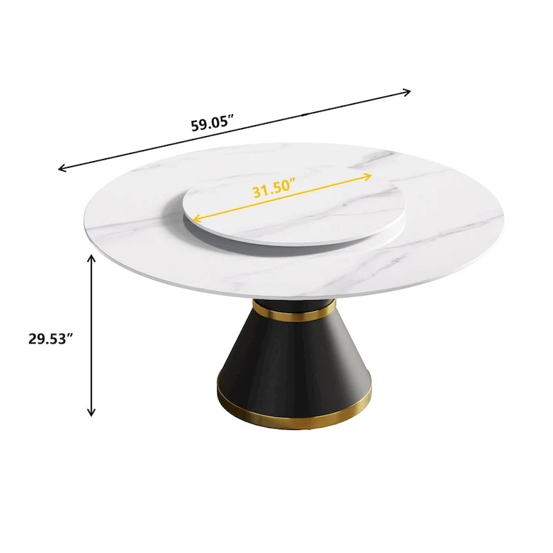 59 Modern Marble Dining Table Round Dining Table with Lazy Susan