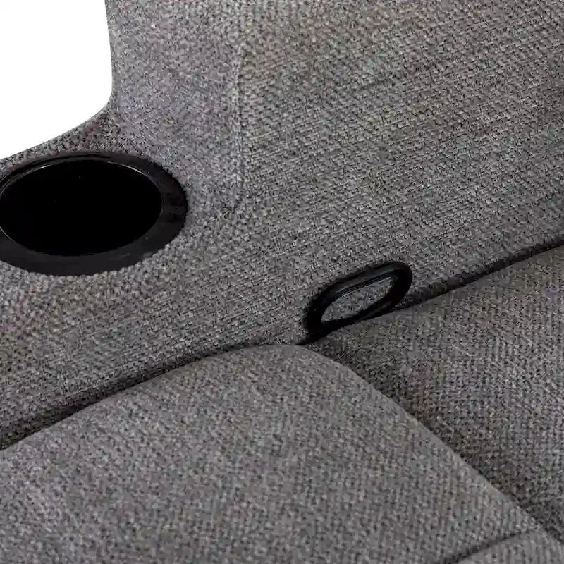 Manual Recliner Massage and Heating Chair Sofa with 2 Cup Holders Breathable Fabric