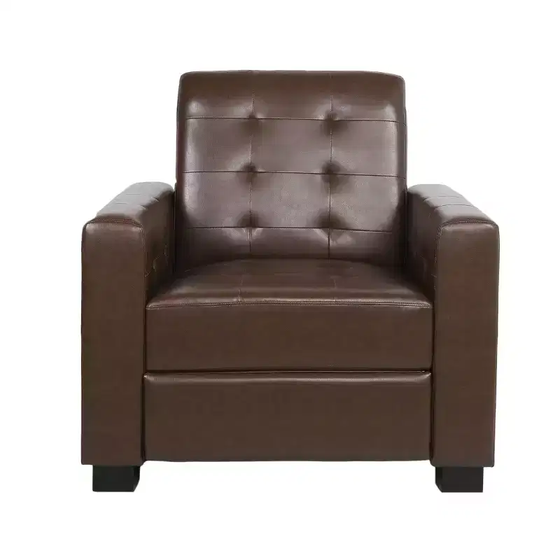 Contemporary Tufted Faux Leather Pushback Recliner Chair