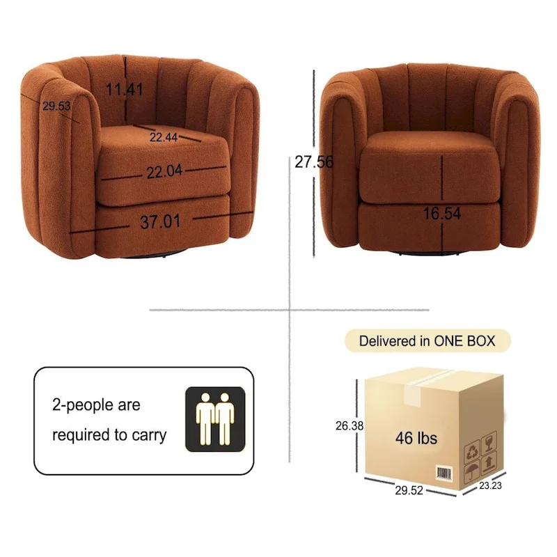 Swivel Accent Barrel Chair, Modern Round Armchairs with Upholstered, Comfy Swivel Accent Chair