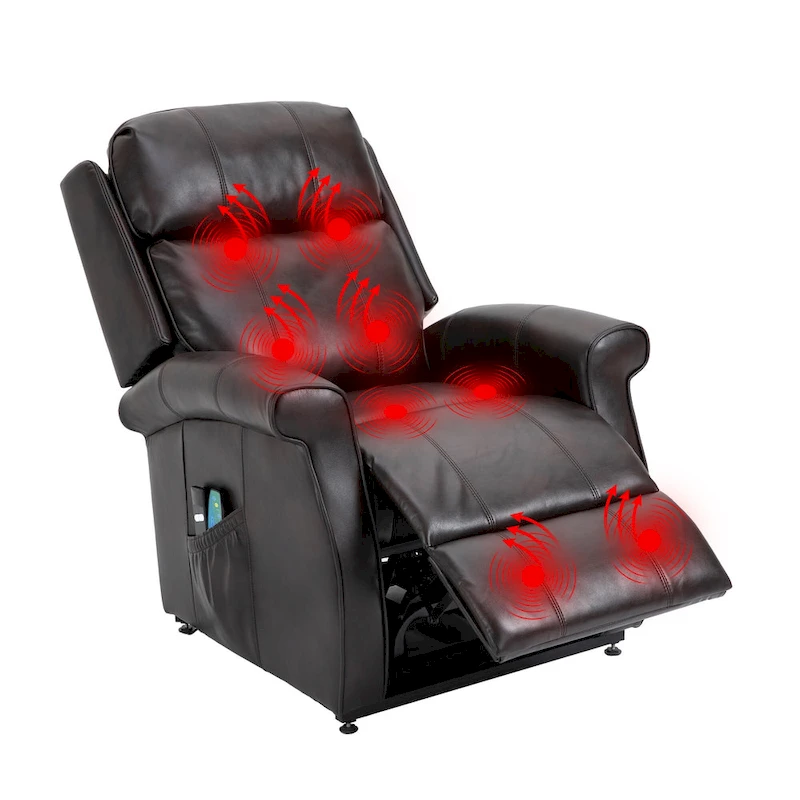 Clihome Faux Leather Elderly Power Lift Recliner Chair with Massage