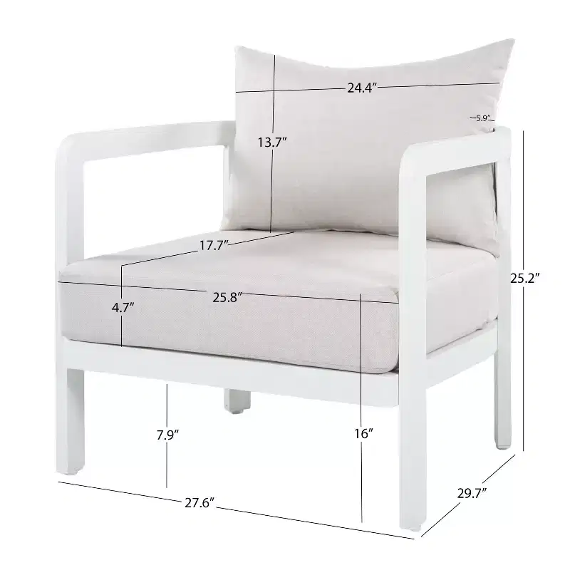 Christopher Knight Home Miguel Modern Aluminium Patio Accent Chair with Curved Backrest and Cushion