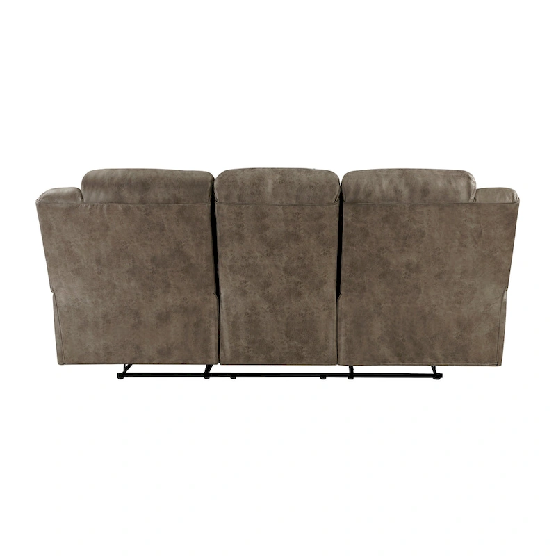 Henry 92 Inch Dual Manual Recliner Sofa Brown Microfiber, Solid Wood, Metal