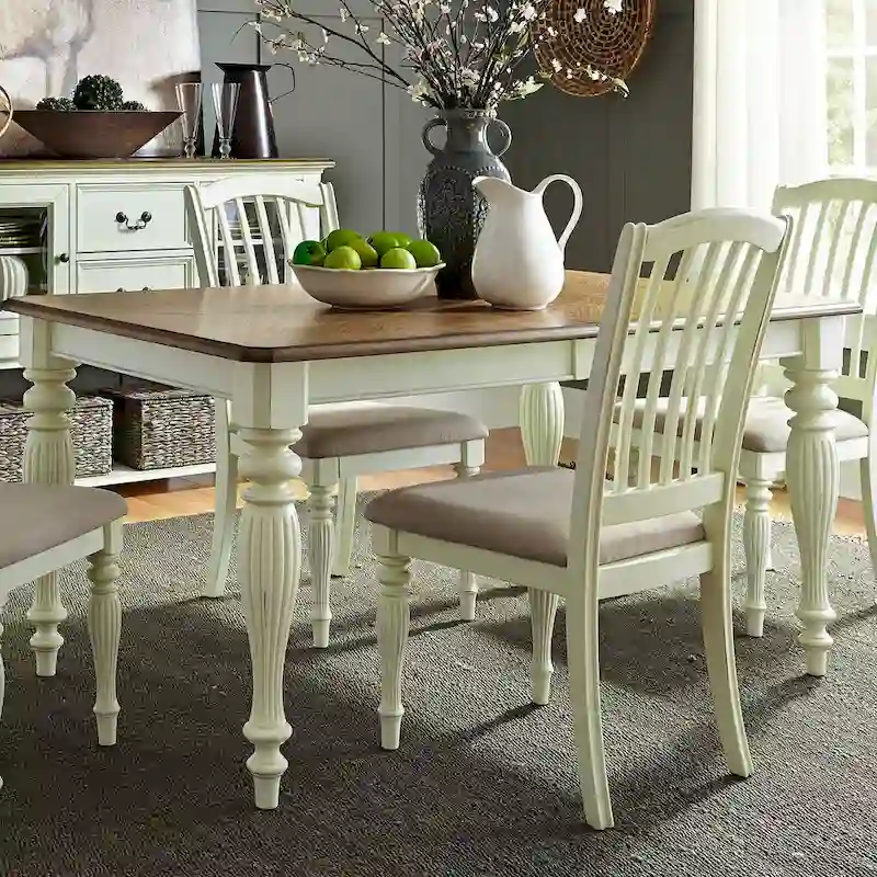 Nutmeg and White Rectangular Leg Table