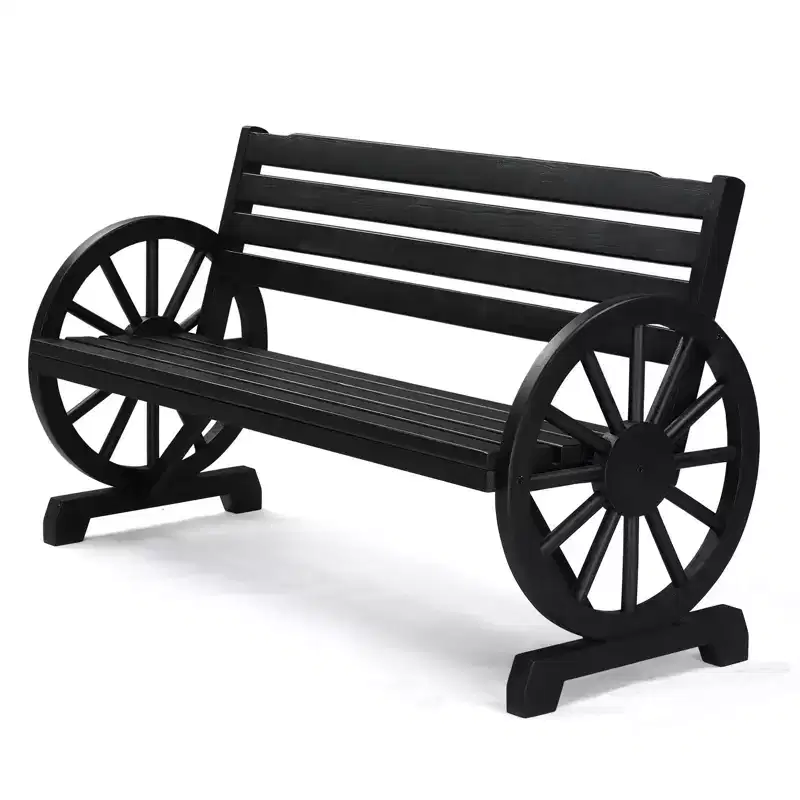 Karl Home | 56-In. Wheel-inspired Fir Wood Outdoor Bench