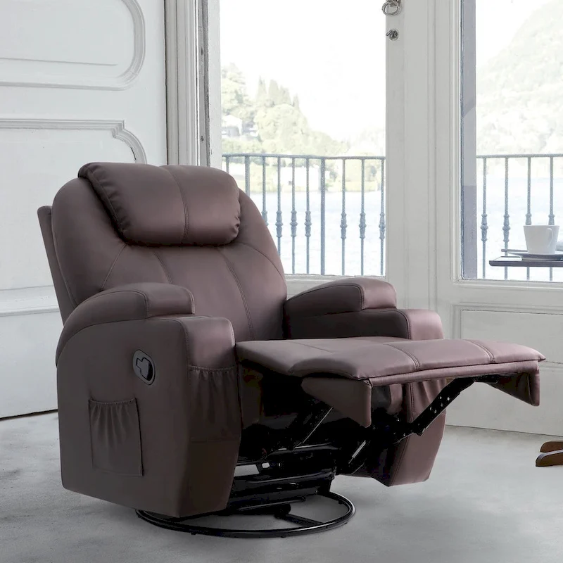 Homall Massage Recliner Chair Swivel Heating Faux Leather Living Room Chair