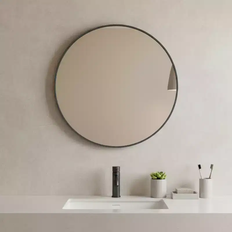 20 Black Metal Round Framed Bathroom Vanity Mirror