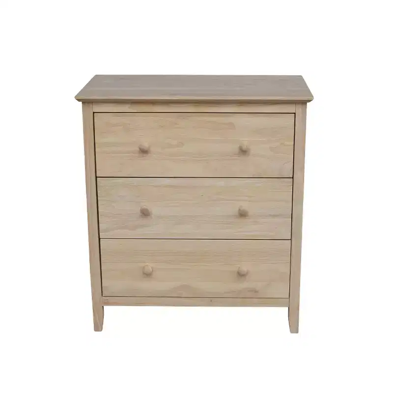 Dresser Unfinished 3-Drawer Hardwood