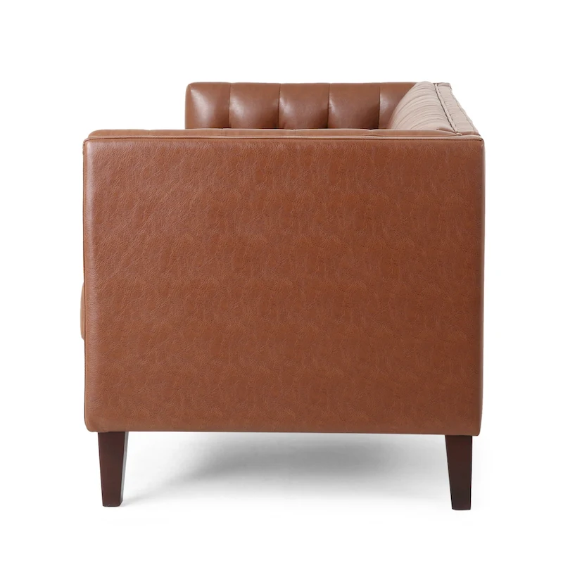 Pondway Faux Leather Tufted 3 Seater Sofa by Christopher Knight Home