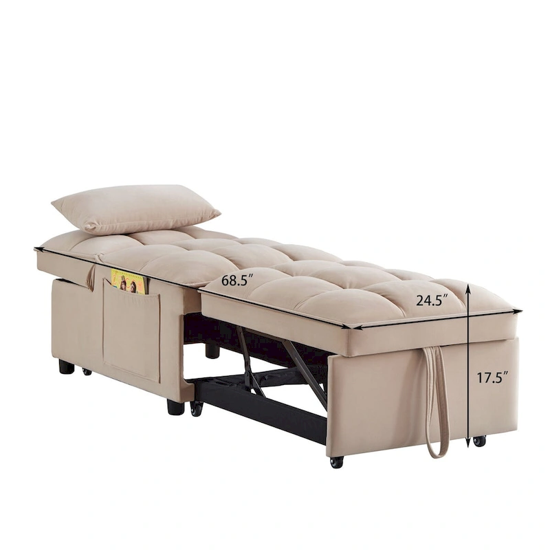 Convertible Recliners with Adjustable Backrest, Pillows and Pockets