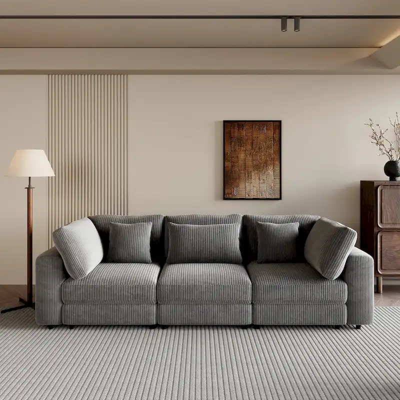 105 Sofa with Cushions and 5 Pillows