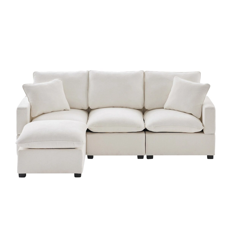 Nestfair Modern Modular Sofa 4 Seat Chenille Sectional Couch Set with 2 Pillows Included