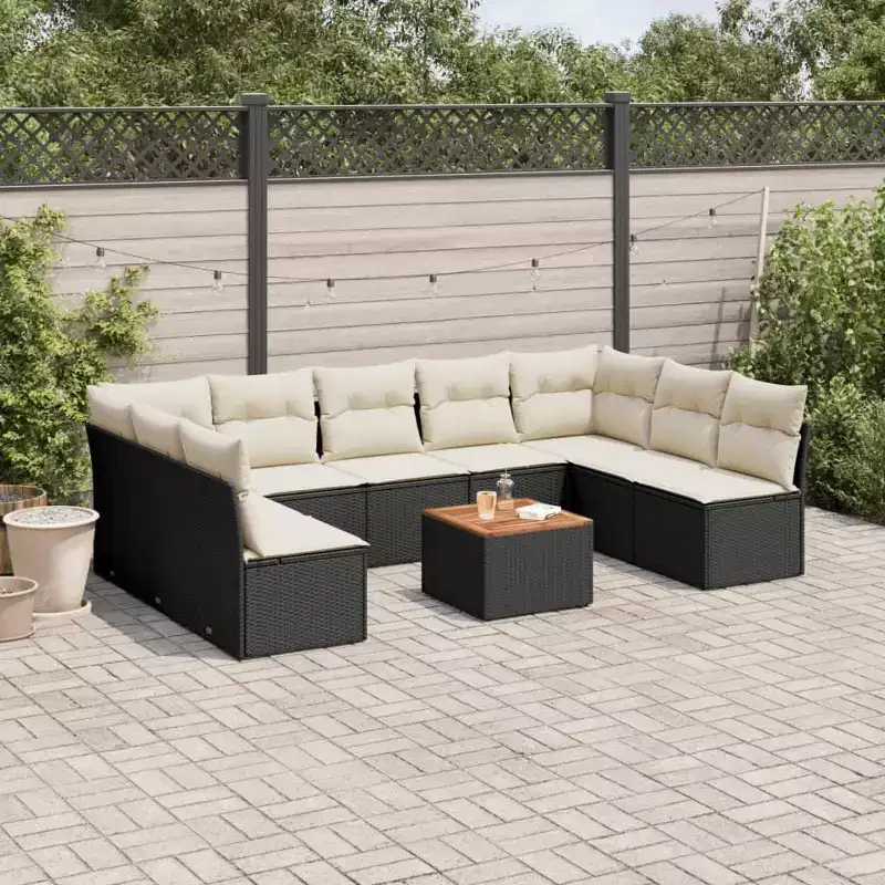vidaXL Garden Sofa Set Black,Cream white