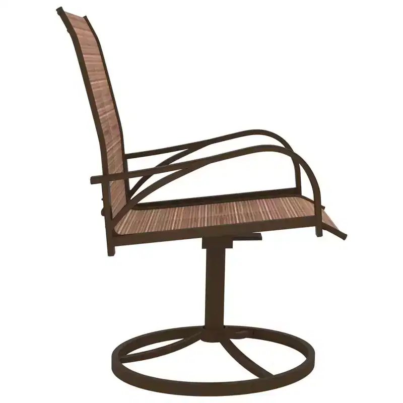 vidaXL 2x Garden Swivel Chairs Textilene and Steel Lounge Seat Gray/Brown