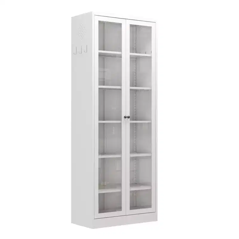 72H Heavy-Duty Metal Kitchen Pantry Cabinet,5 Adjustable Shelves+Glass Doors,80LBS/Shelf Freestanding for Kitchen/Pantry/Bathroom(White)