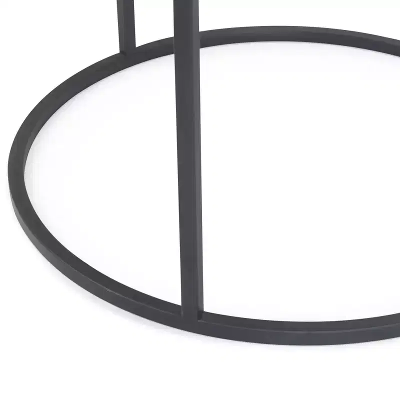 Gramercy Round Mirrored Side Table Black - Finch: Antique Finish, No Assembly Required, Metal Frame
