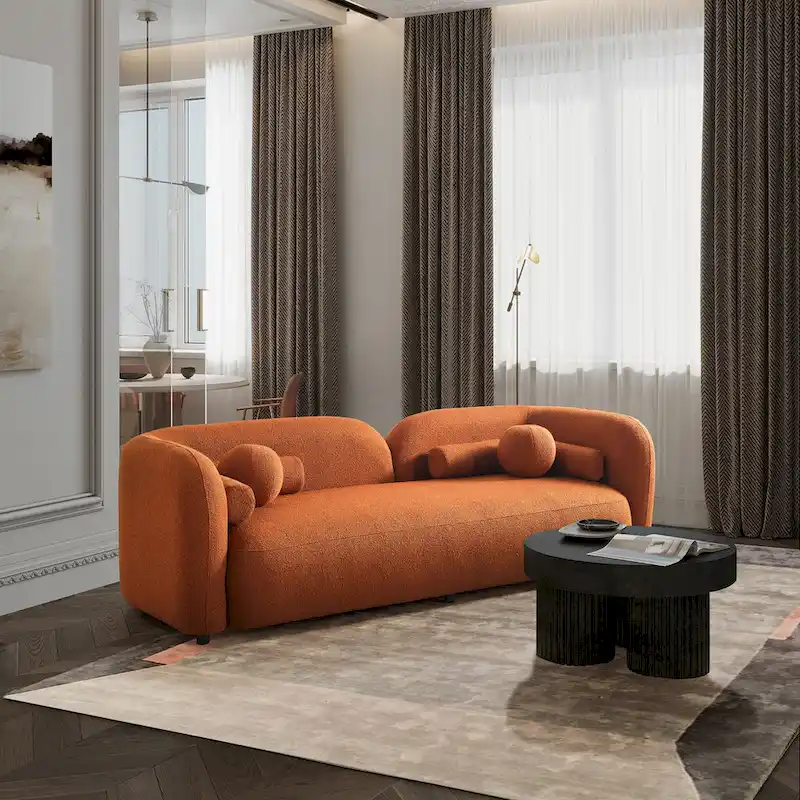 Milet Luxury Modern Boucle Fabric Curved Arm Sofa